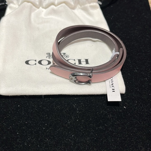 Coach Signature Double Wrap Leather Bracelet - Picture 2 of 5